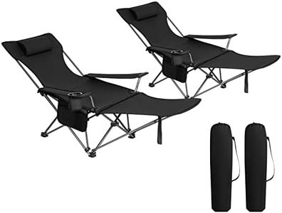 WOLTU Set de 2 Silla Camping Sillas Plegables, Silla de Acampada Portátil, Ligera para Picnic, Playa, Jardín, Pesca, con Portavasos, Negro