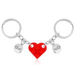 Ouligay 2pcs Couple Heart Keyring Matching Heart Keyring for Boyfriend Girlfriend Brick Heart Keyring for Couples Valentines Birthday Engagement Gifts