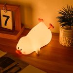 ZKLiLi DADA Duck Night Light, 2 Level Dimmable and 7 Color Nursery Nightlight,Cute Lamps Silicone Squishy Light Up Duck,Rechargeable Bedside Timer Touch Lamp for Toddler Baby Kids Decor