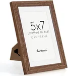 5x7 Picture Frame, Solid Oak Wood 5 x 7 Frame with Plexiglass, 5 by 7 Photo Frame for Wall & Tabletop Display, 5x7 Picture Frame Matted to 4x6, Walnut Color, 1 Pack