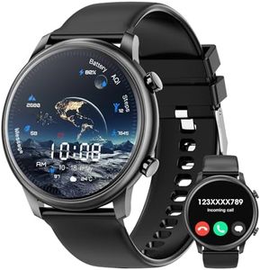 Smart Watch for Men Women Android Phones iPhone Compatible[Make&Answer Calls/Full Screen NO Black-Circle],1.39'' Round Sports Watch Fitness Tracker Pedometer,DIY Dials