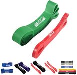 Elite Athletics Pull Up Resistance Bands Set - Pull-Up Assist Exercise Bands, Long Workout Bands for Exercise, Stretching, Mobility, Powerlifting, Resistance Training (Red, Green)