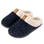 ULTRAIDEAS Ladies' Cozy Memory Foam Slippers Fuzzy Wool-Like Plush Fleece Lined House Shoes w/Indoor, Outdoor Anti-Skid Rubber Sole(Royal Blue, 3-4 UK)