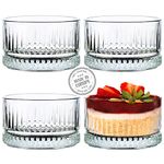 CRYSTALIA Premium Glass Dessert Bowls Set of 4, 235ml 100% Lead Free Glass Serving Bowls, Glass Pudding Bowls Decorative Candy Bowls, Glass Dessert Dishes, Sundae Ice Cream Bowls Snack Dishes