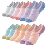 inaWarm Trainer Socks Womens 6-8 3-5,Invisible Ankle Socks Cotton Cushioned No Show Socks,Breathable Running Socks for Ladies and Girls Multipack 6 Pairs