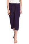 Latuza Women's Knit Capris Sleepwear, Eggplant, Large