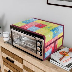 Kuber Industries Oven Top Cover | Non-Woven Microwave Oven Top Cover with 4 Utility Pockets | Oven Cover for Kitchen Décor | Check Oven Top Cover | Yellow