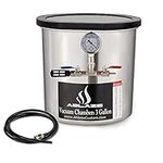 ABLAZE 3 Gallon Tempered Glass Lid Stainless Steel Vacuum Chamber Perfect for Stabilizing Wood, Degassing Silicones, Epoxies (3 Gallon)