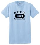 50th Birthday Gift Made 1970 All Parts T-Shirt Large Lt. Blue