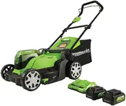 Greenworks 48V 17" Lawn Mower, 2 x 24V 4Ah Batteries and Dual Port Charger Included, MO48B2210, Green