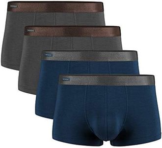 DAVID ARCHY Men's Boxer Shorts Trunks, Bamboo Men's Boxers Shorts with 3D Pouch Multipack, Ultra Soft and Breathable, Dark Grey+navy Blue- No Fly -4 Pack, M