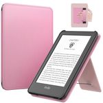 MoKo Case for 6" All-New Kindle(11th Generation 2022 Release), Lightweight PU Leather Cover Stand Shell with Hand Strap Auto Wake/Sleep for Kindle 2022 11th Gen e-Reader, Nosegay Pink