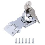 Door Lock Hasp with Key, 60mm Door Bolt Latch Buckle with Padlock and Key Chrome Plated Hardware for Locking shed Doors Furniture Cabinet Boxes (1 Piece)