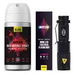 Self Defence Spray NOYZIE UK Legal Pepper Spray Alternative for Men & Women with UV Marking - Criminal Identifier Spray for Personal Protection Plus 300 Lumens Super Bright Small Metal Tactical Torch