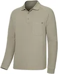 Lightbare Men’s Performance Polo Shirt Moisture Wicking Quick Dry Tactical Pique Shirts Hiking Fishing Golf UPF 50 Khaki