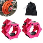 Barbell Clamps Olympic Bar Collars 2 Inch Quick Release Barbell Lock Clamp Locking Standard Bar Weight Plates Collar Clips for Workout Weightlifting Fitness Training Bodybuilding-Pink