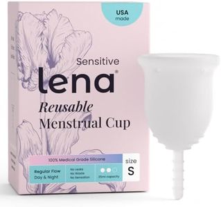 Lena Sensitive Menstrual Cup, Soft Reusable Period Cup, Tampons,Period Underwear and Menstrual Pads Alternative, Feminine Care, FSA Eligible, Silicone Menstrual Cups, Made in USA, Small, Clear