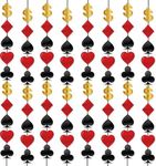 10 Pack Casino Theme Party Decorations Las Vegas Hanging Banner Swirl Red Black Poker Paper Cutouts Party Ceiling for Casino Night Las Vegas Night Baby Shower Birthday Party Supplies Decor