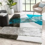 Tauhid Carpet Handwoven 3D Texture Super Soft Shag Area Rug Carpet 6x6 feet Square Sky Silver Black