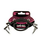 Ernie Ball Flat Ribbon Stereo Patch Cable 2-Pack, 12in Black (P06405)