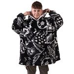 The Big Softy Oversized Blanket Hoodie Kids - Teens, Graphic Print Black Hoodie Blanket, Sherpa Hooded Blanket Kids Oversized Hoodie, Teens Blanket Hoodie, Football Gift for Boys or Girls (Football)