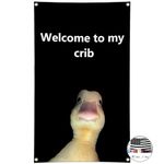 Probsin Welcome to My Crib Flag 3x5 Ft Funny Banner Party Supplies Yard Signs Home Decor Hanging Poster for College Room Man Cave Teen Boys and Girls Welcome Photo Backdrop with Brass Grommets