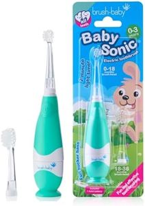Brush-Baby - BabySonic Teal Electric Toothbrush, 0-36 Months - Soft, Gentle Vibrating Toothbrush for Sensitive Gums & New Teeth - with LED Light & Suction Base - Baby & Toddler Brush Heads