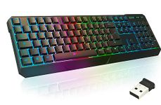 KLIM Chroma Wireless Keyboard UK Layout + Slim, Durable, Ergonomic, Quiet, Waterproof, Silent Keys + Backlit Wireless Gaming Keyboard For Laptop PC Gamer PS4 Mac + NEW 2024 VERSION + Black