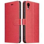 ELESNOW Case for iPhone XR, Premium Leather Flip Phone Case Cover with Magnetic Closure Compatible with Apple iPhone XR (Red)