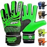 RAXAN Kids Junior Goalkeeper Gloves, Boys and Girls Training Gloves and Non-slip Wear Resistant Latex Material Goalie Protection to Prevent Injuries (Green, Size 6 Suitable for 13 to 15 Years Old)