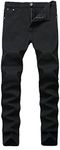 Qazel Vorrlon Men's Blue Skinny Jeans Stretch Washed Slim Fit Straight Pencil Pants