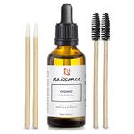 Naissance Organic Castor Oil with Wands (No. 217) - 50 ml - for Eyelashes, Eyebrows, Healthy Hair Growth