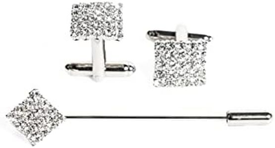 Remo Sartori - Set Gemelli da Polso e Spillone Cravatta Sposo con Cristalli Swaroski, Made In Italy, Uomo