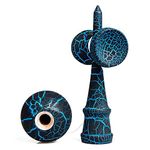 Itian The Kendama Toys with Crack Paint for All Kinds of Fun Children Ball Games Wooden Toys Kendama and String (Black and Blue)