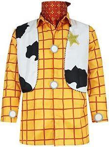 PAINEOMN Jessie Woody Costume Shirt Adult Cowgirls Cowboys Halloween Long Sleeve Top Button Down Shirts for Women Men, Woody Set