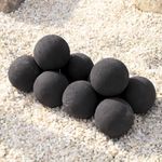 Heyfurni 10pcs Ceramic Fire Balls, Round Fire Stones Set for Indoor and Outdoor Gas, Propane Fireplace, Fire Bowl, Fire Pit Accessories,3 inch, Black