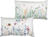 Kunoli 2 Pack Rectangle Outdoor Cushion Covers, 30 X 50 cm Flower Throw Pillow Covers, Small Decorative Pillowcase for Sofa, Couch, Bedroom, Living Room, Garden