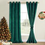 DWCN Dark Green Blackout Velvet Curtains 84 Inches- Refresh Bundleable Heavy Duty Thermal Insulated Noise Absorb Grommet Window Panels for Bedroom/Living Room Backdrop Decor, W52 x L84, Set of 2