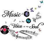 SUPERDANT Music Wall Stickers Music is the Voice of the Soul Wall Decals Records Musical Score Stickers Music Symbols Words Butterfly Vinyl Arts for Nursery Music Classroom Studio