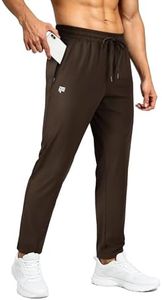 FOGFIRE Mens Sweatpants with Zipper Pockets Joggers for Men Workout Athletic Gym Track Fitness Clothing Brown