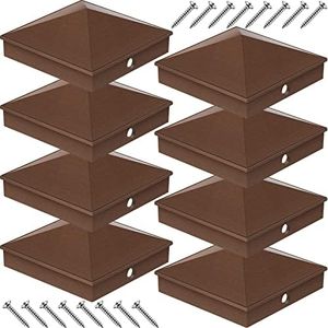 8 Pack 4x4 Aluminum Pyramid Post Caps Cover Fence Post Top Caps for 4'' x 4'' Nominal Posts (Actual 3.5'' x 3.5'') Deck Post Caps with Screws for Outdoor Fence Deck Mailbox Dock Posts