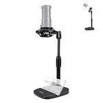 Desktop Microphone Stand, Podcast Microphone Stand, Table Gaming Mic Stand, Height Adjustable with Shock Mount, Mic Clip Phone Slot Weighted Base for Broadcast Studio Recording for AT2020 Shure Rode