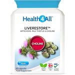 Health4All Liverestore Liver Support Capsules, Milk Thistle (80% Silymarin), Artichoke and Choline, 60 Capsules, Vegan Liver Health Support Supplement, 2 Month Supply | Made in UK