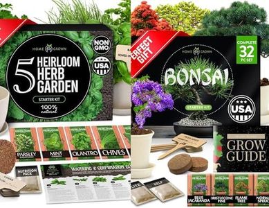 HOME GROWN Indoor Herb Garden Starter Kit & Bonsai Tree Kit