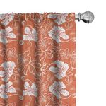 Ambesonne Burnt Orange Curtains, Hawaiian Hibiscus Pattern with Swirls and Curves on Background, Window Treatments 2 Panel Set for Living Room Bedroom, Pair of - 28" x 84", Orange White