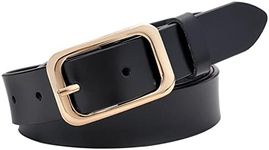 Vonsely Leather Belts for Women, Genuine Leather Womens Belts with Gold Buckle - Black - Suit Waistline 33"-36"