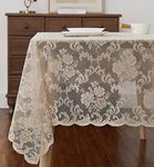 Warm Home Designs Thanksgiving Tablecloth. 60 x 84 Golden Lace Tablecloth. Elegant Rectangle Tablecloths for Rectangle Tables Feature Floral Design for Rustic Kitchen or Wedding Decor. MTC Linen 84