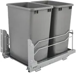 Rev-A-Shelf Double Pull-Out Trash Can for Under Kitchen Cabinets 35 Quart 8.75 Gallon with Soft-Close Slides, Metallic Silver, 53WC-1835SCDM-217