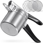 Sopito Potato Ricer, 15oz Stainless Steel Potato Masher with 3 Interchangeable Discs, Heavy Duty Food Press for Vegetable, Fruit, Silver