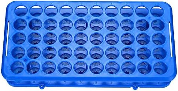 BKMAMLAB Plastic Test Tube Holder Rack for 5ml/10ml/15ml Tubes, Detachable,Holes 50(Blue Single)